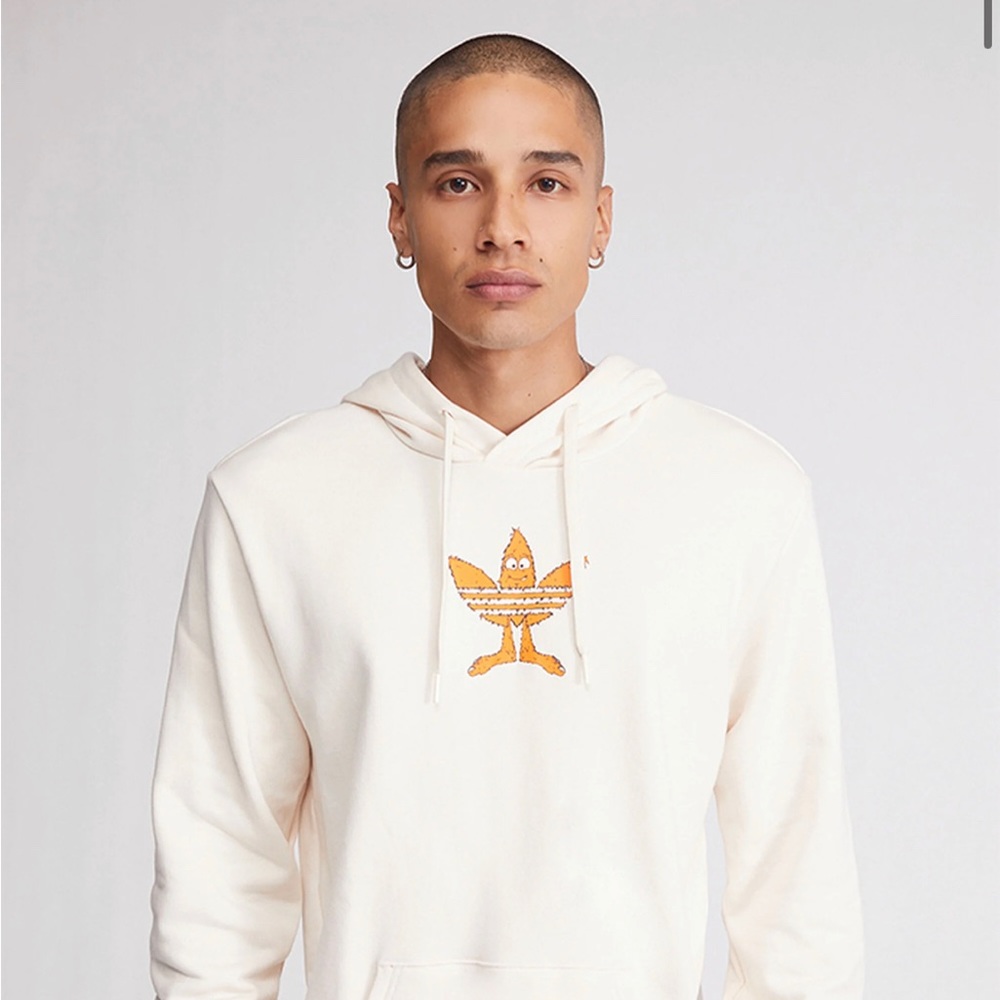 Adidas Fun Hoodie Logo White Beige Sweater Orange Purple Monster Furry Medium